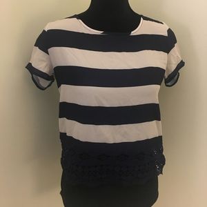 Navy blue/White striped blouse